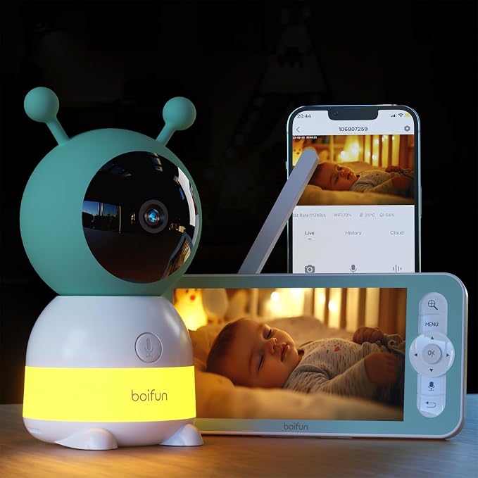 Babyphone mit Kamera-2K WLAN Babyphone mit 5-Zoll-Bildschirm-BOIFUN
